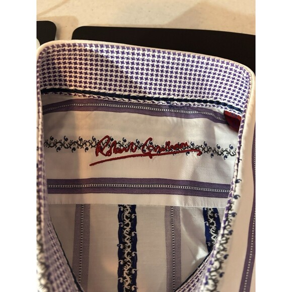 Robert Graham Flip Cuff Multicolor Striped Long Sleeve Button Shirt Mens XL - Picture 7 of 10